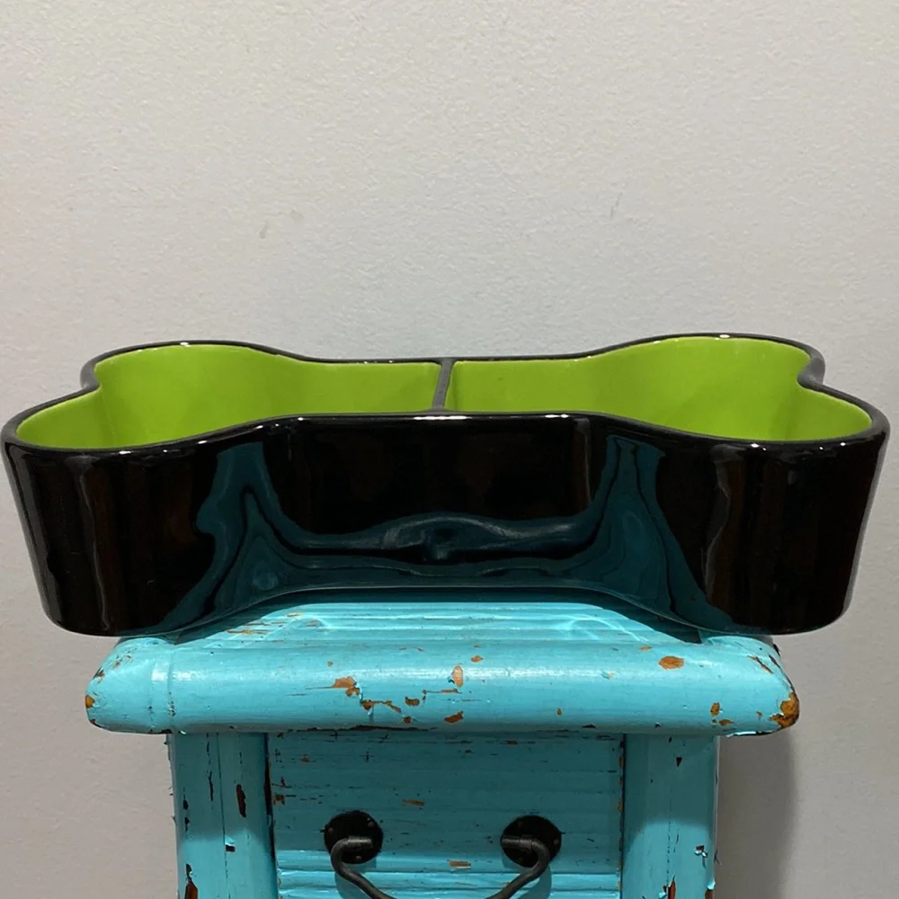 NEW Rae Dunn Artisan Collection By Magenta Brew Gruel Green Black Dog Bowl
